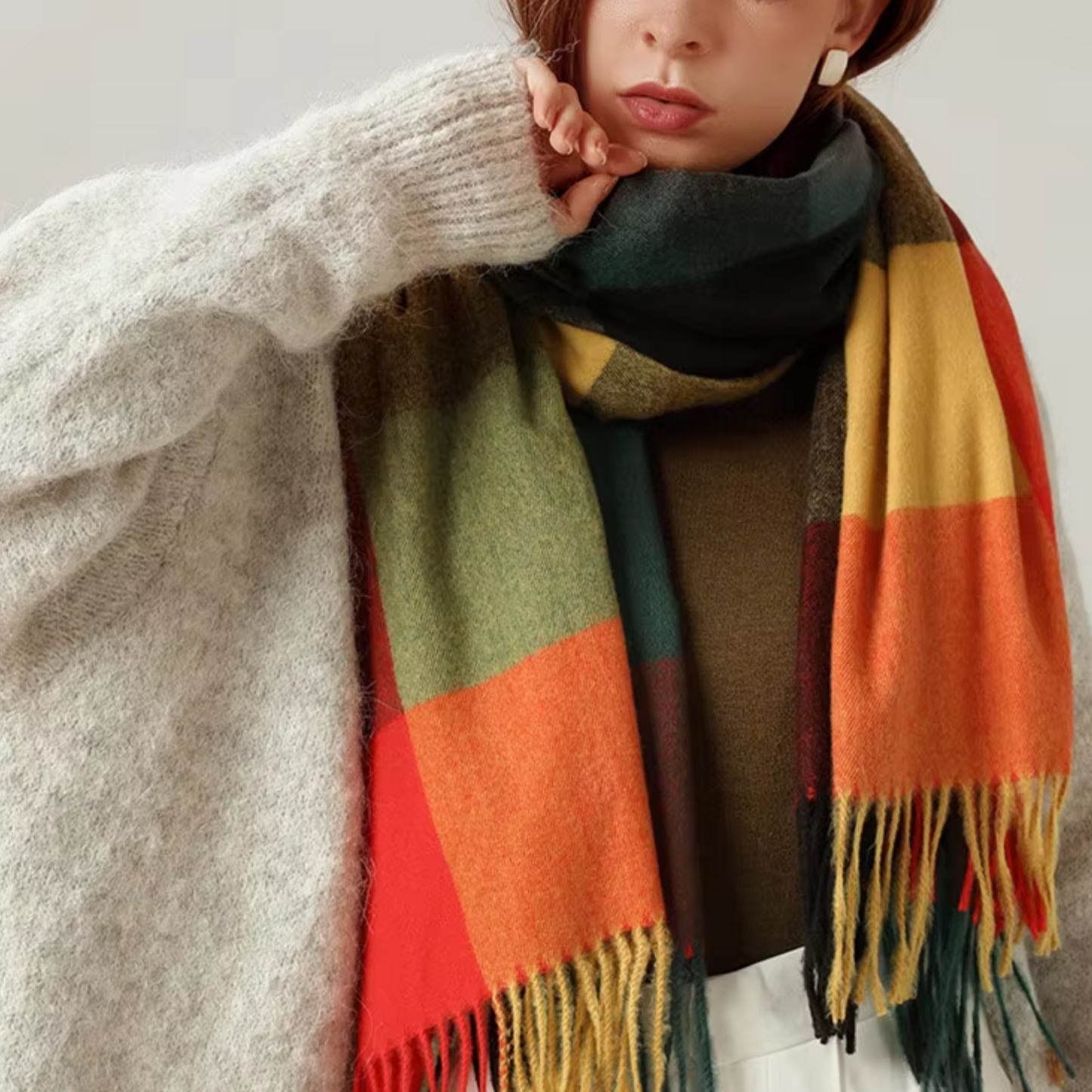 MARLOW Oversized, Cashmere Feel Plaid Scarf - 180 x 70 cms