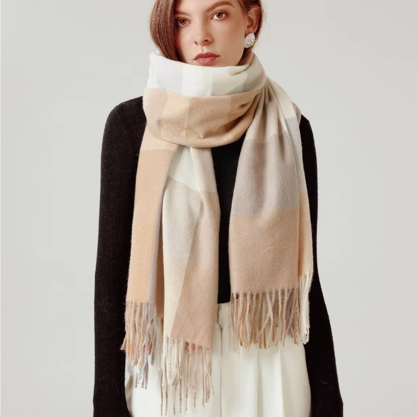 MARLOW Oversized, Cashmere Feel Plaid Scarf - 180 x 70 cms