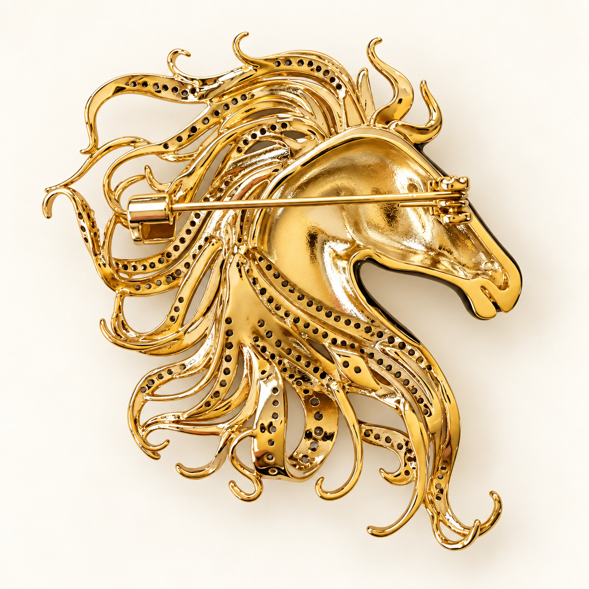 MARSEILLE Zircon & Enamel Horse Head Brooch