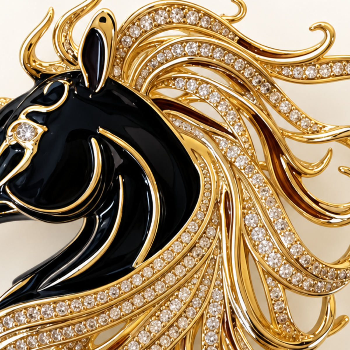 MARSEILLE Zircon & Enamel Horse Head Brooch