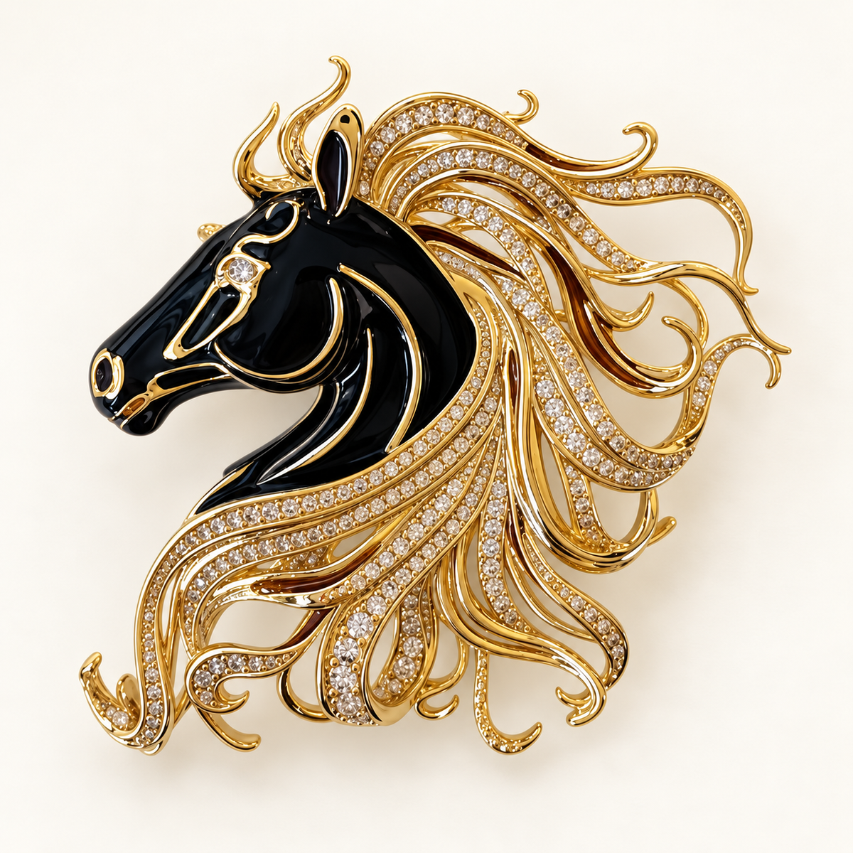MARSEILLE Zircon & Enamel Horse Head Brooch