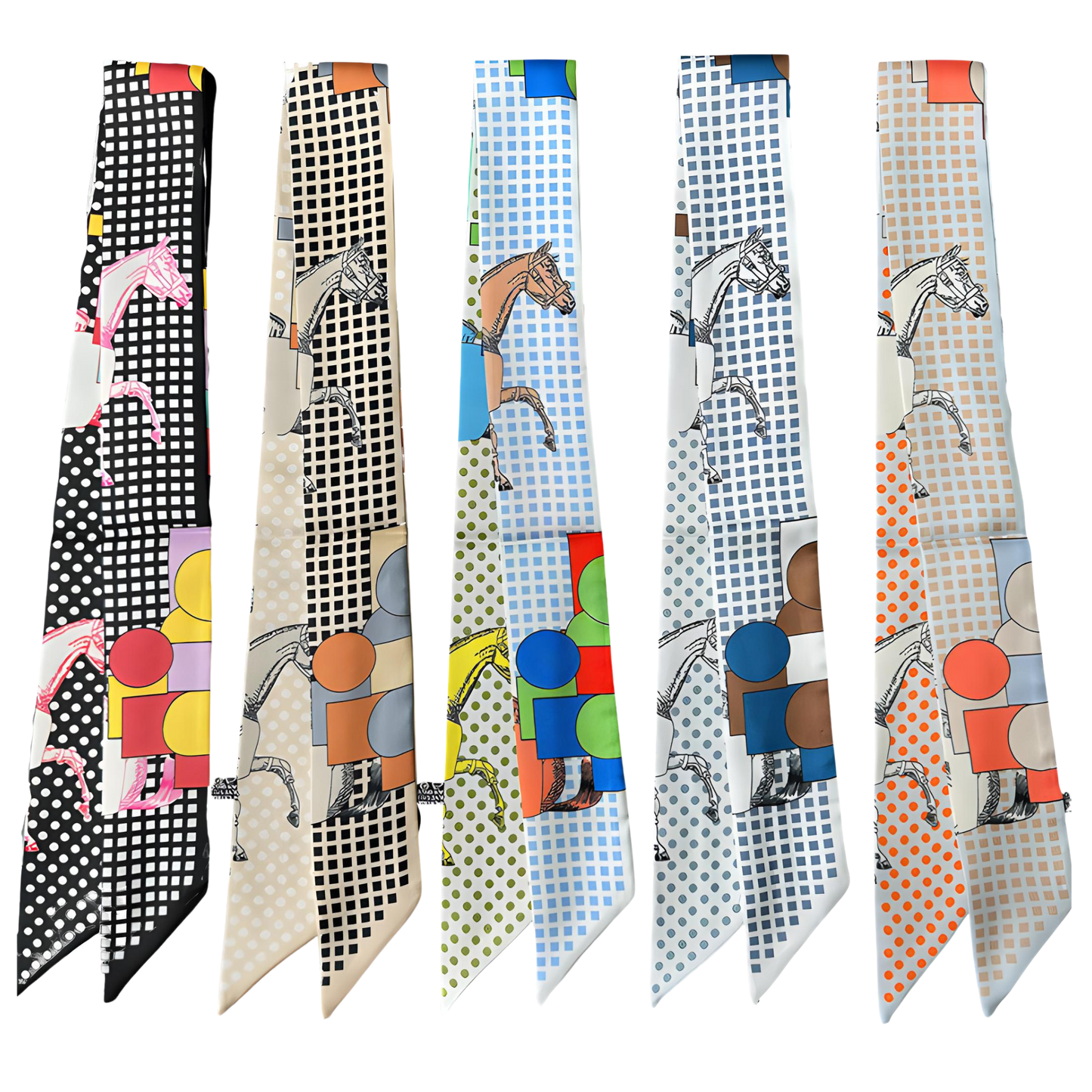 MATILDA Horse Design Twilly Scarf, Hair or Handbag Tie - 85 x 5 cms