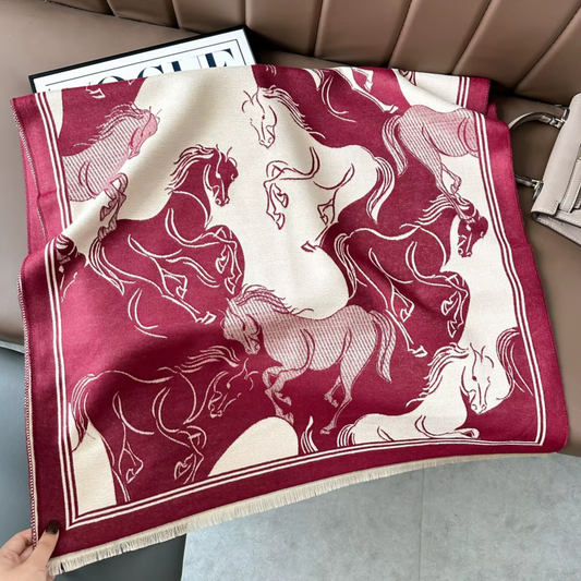 MELISSA Horse design, Cashmere Blend Pashmina/Shawl - 180 x 65 cms