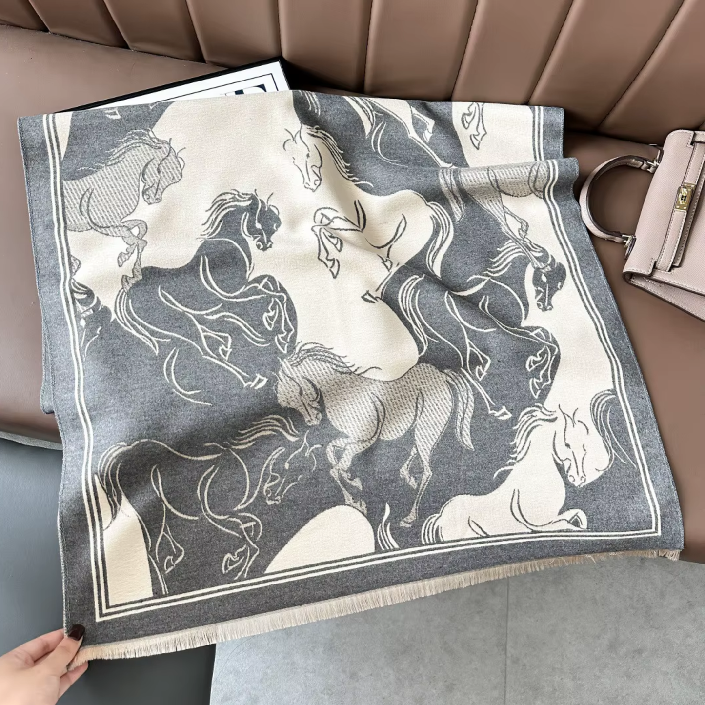 MELISSA Horse design, Cashmere Blend Pashmina/Shawl - 180 x 65 cms