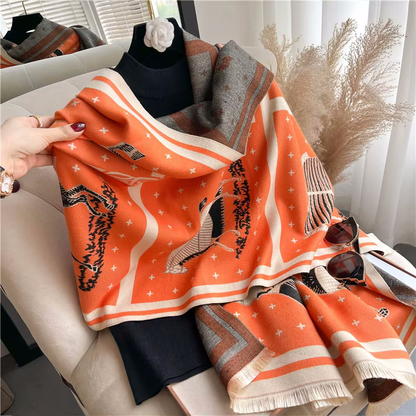 MERILYN Horse Design Cashmere Blend Pashmina/Shawl - 180 x 65 cms