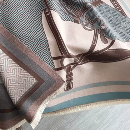 MILANO Equestrian Pashmina Scarf | Horse Design Shawl 180 × 65 cm