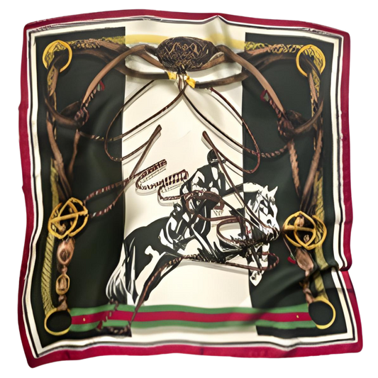 MINNIE Horse Design, Man-Made Silk Scarf - 70 x 70 cms