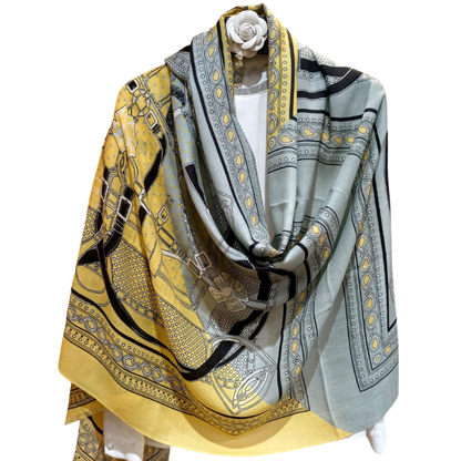 OBERON Pure Cashmere Horse Design Pashmina/Shawl - 180 x 65 cms