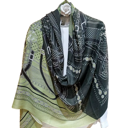 OBERON Pure Cashmere Horse Design Pashmina/Shawl - 180 x 65 cms