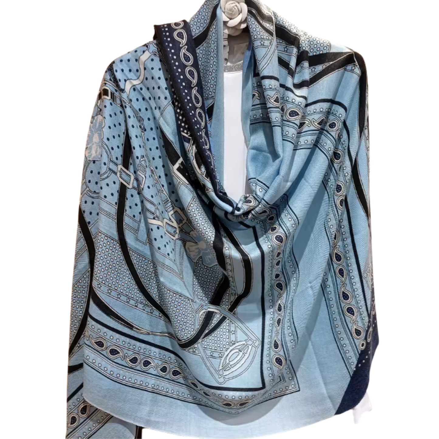 OBERON Pure Cashmere Horse Design Pashmina/Shawl - 180 x 65 cms