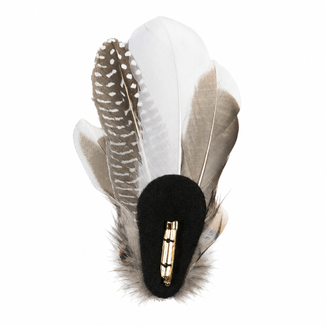 OTWAY Natural Feather Hat Plume with Brooch Pin