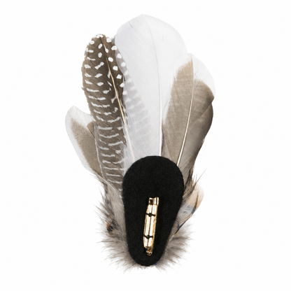OTWAY Natural Feather Hat Plume with Brooch Pin