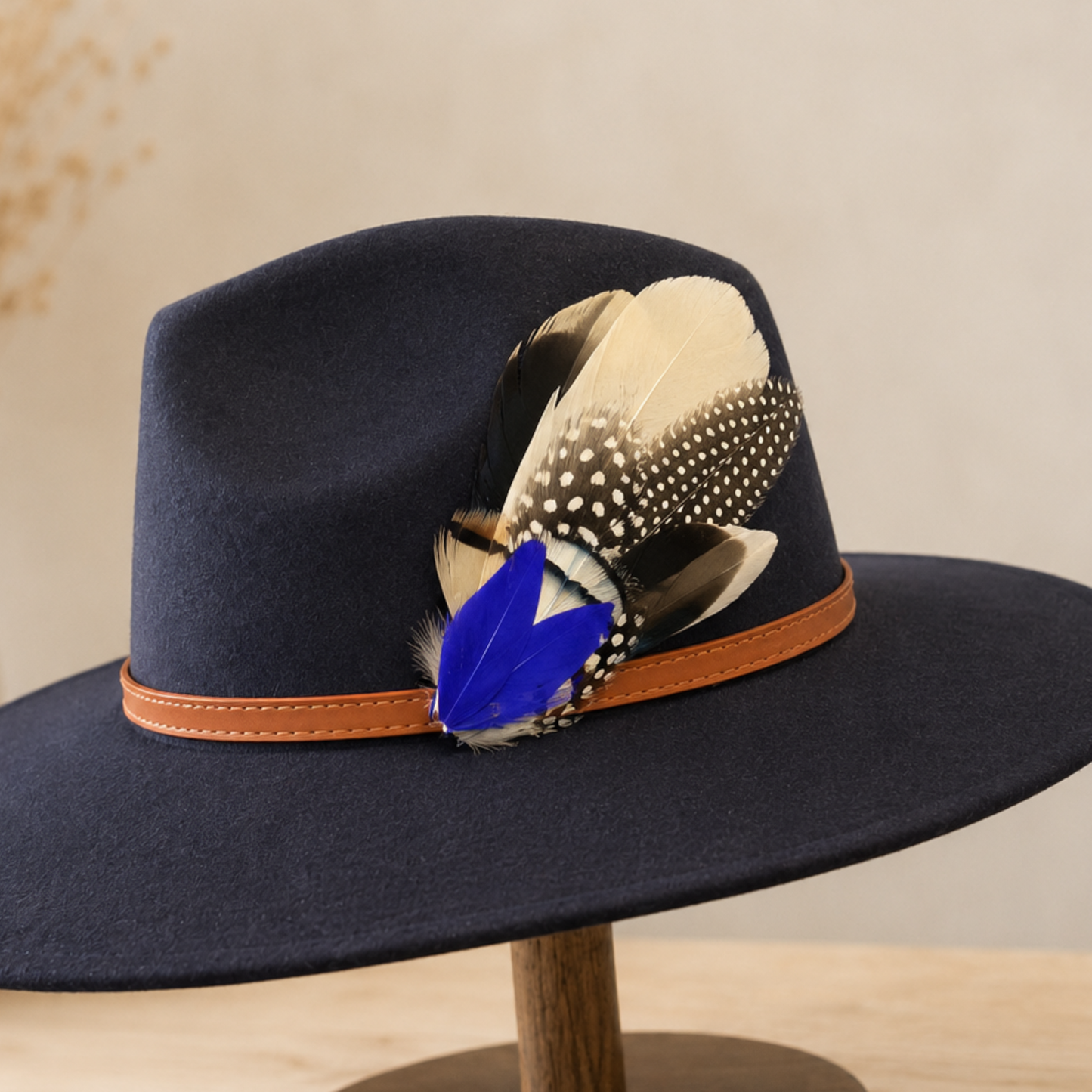 OTWAY Natural Feather Hat Plume with Brooch Pin