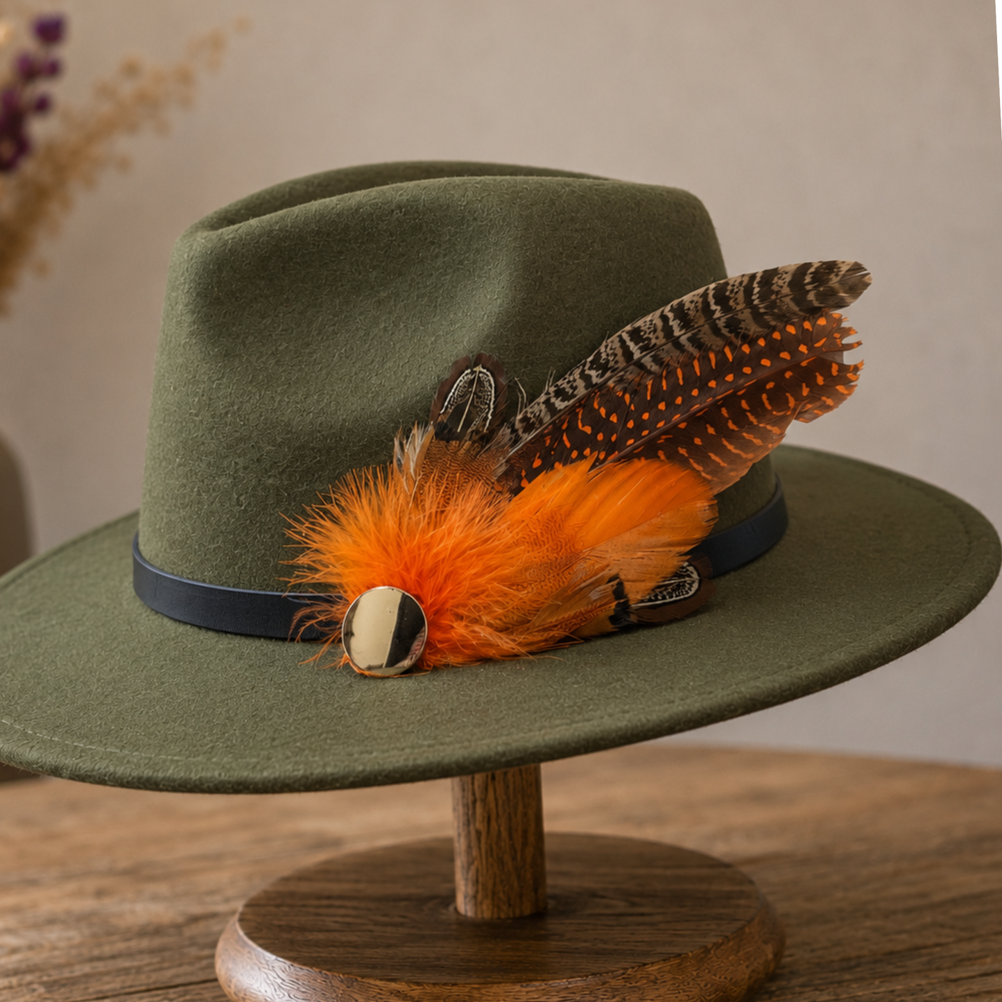OXFORD  Natural Feather Hat Plume with Brooch Pin