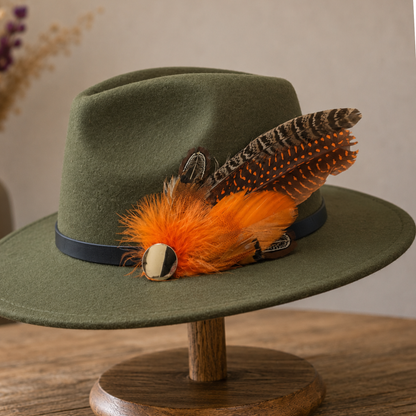 OXFORD  Natural Feather Hat Plume with Brooch Pin