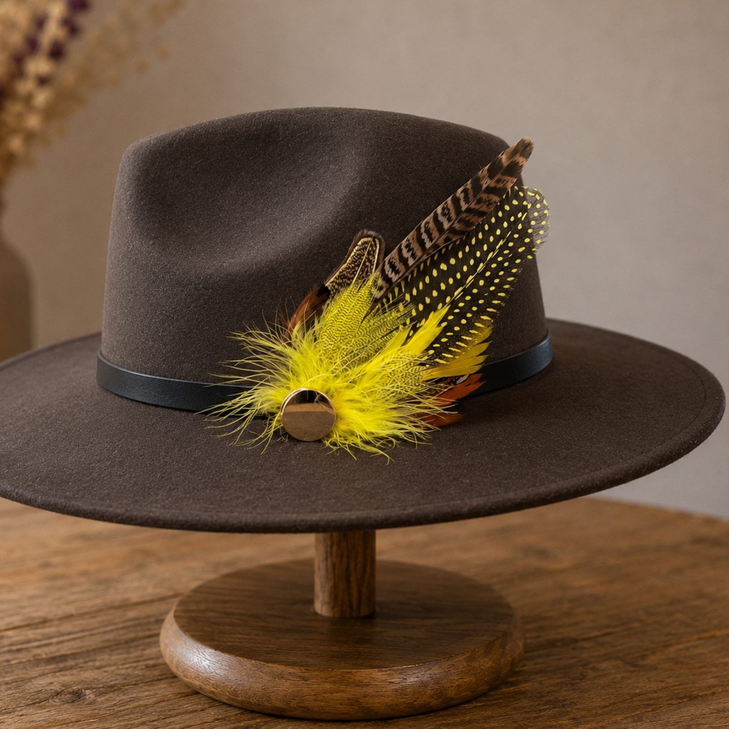 OXFORD  Natural Feather Hat Plume with Brooch Pin