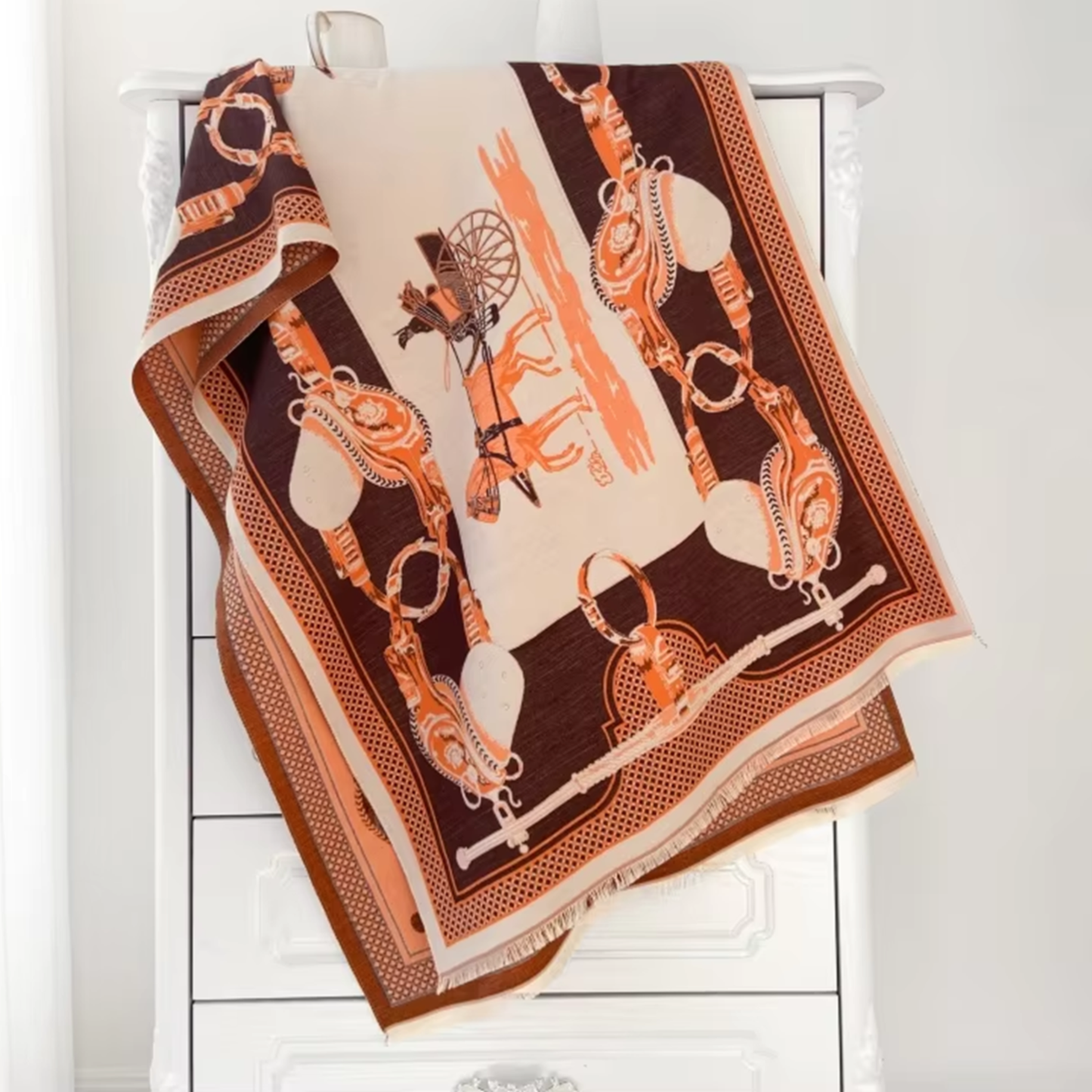 PAIGE Horse Design Cashmere Blend Pashmina/Shawl - 180 x 65 cms