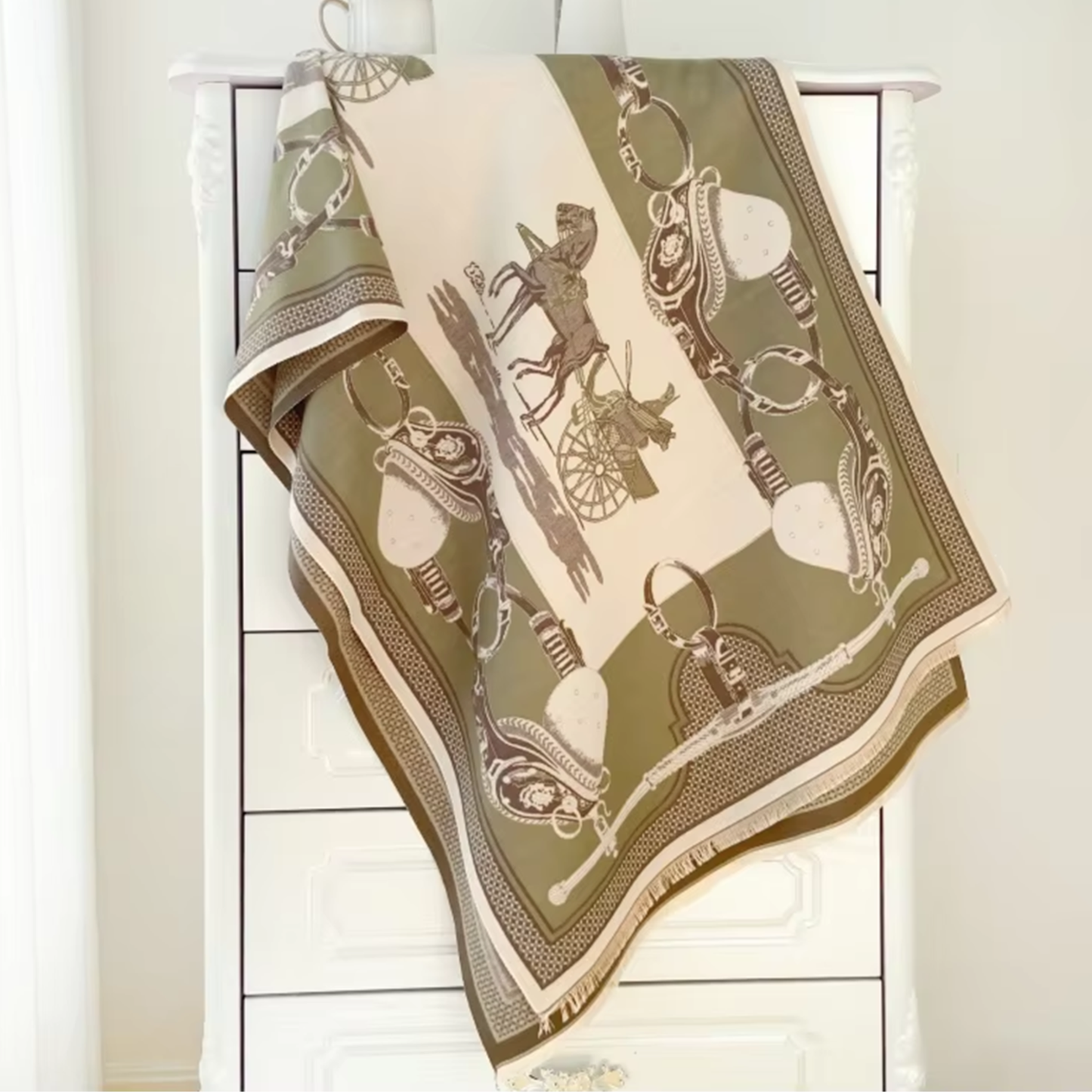 PAIGE Horse Design Cashmere Blend Pashmina/Shawl - 180 x 65 cms