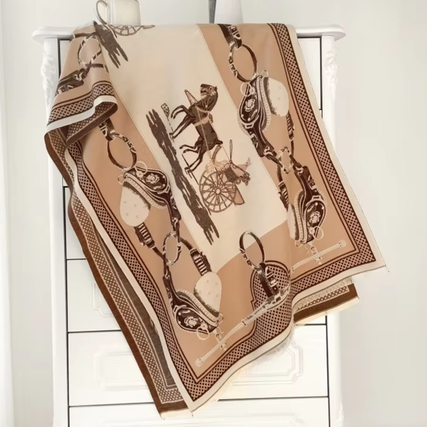 PAIGE Horse Design Cashmere Blend Pashmina/Shawl - 180 x 65 cms