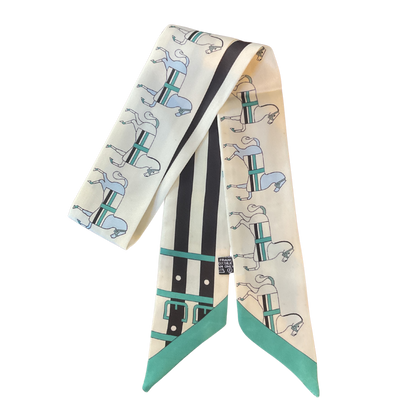 PAULETTE Horse Design Twilly Scarf, Hair or Handbag Tie - 85 x 5 cms