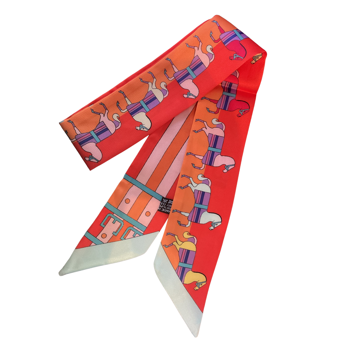 PAULETTE Horse Design Twilly Scarf, Hair or Handbag Tie - 85 x 5 cms