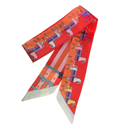 PAULETTE Horse Design Twilly Scarf, Hair or Handbag Tie - 85 x 5 cms