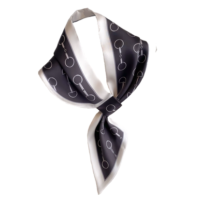 PENNY Horse Design Silk Look Satin Skinny Scarf WITH LOOP - 76 x 14 cms