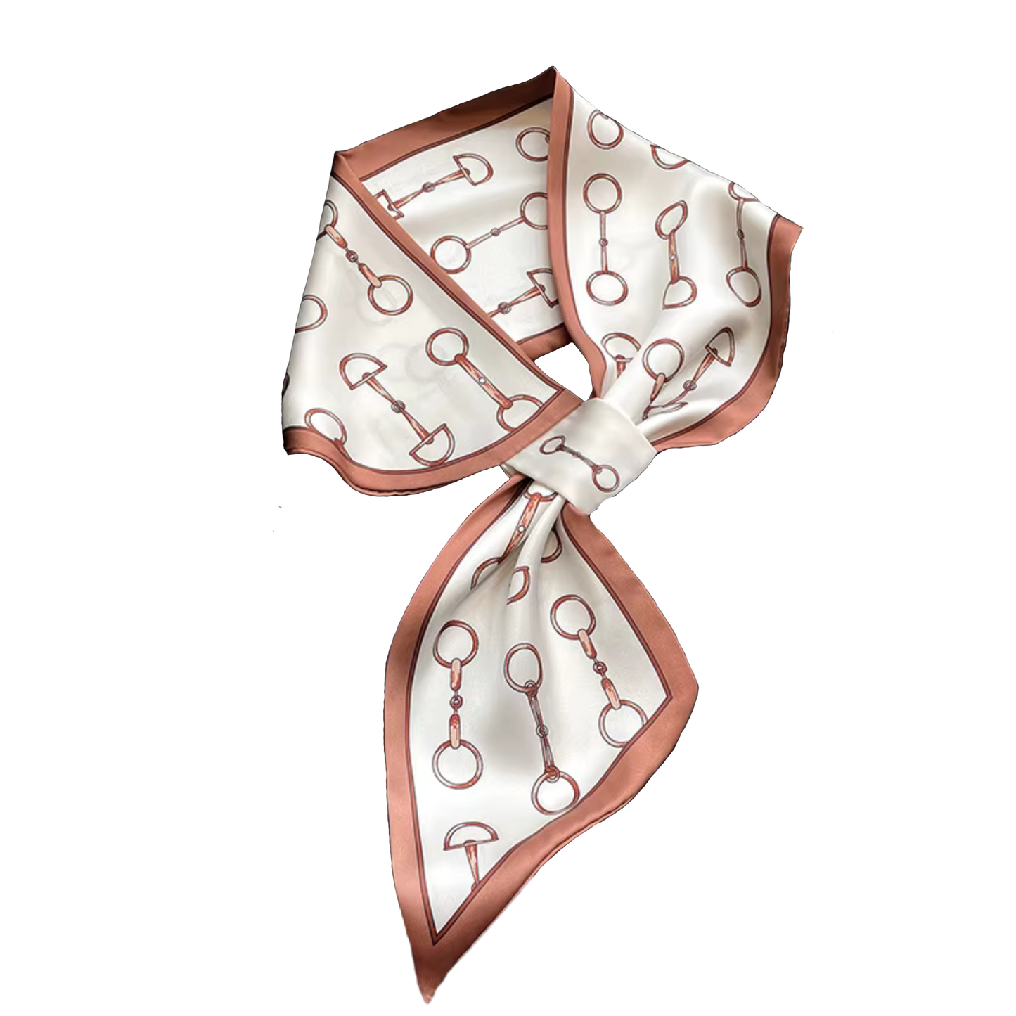 PENNY Horse Design Silk Look Satin Skinny Scarf WITH LOOP - 76 x 14 cms