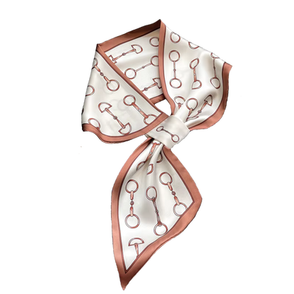 PENNY Horse Design Silk Look Satin Skinny Scarf WITH LOOP - 76 x 14 cms
