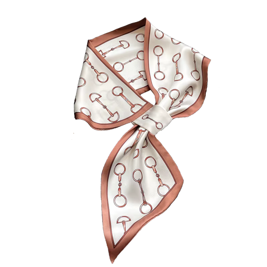 PENNY Horse Design Silk Look Satin Skinny Scarf WITH LOOP - 76 x 14 cms