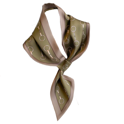 PENNY Horse Design Silk Look Satin Skinny Scarf WITH LOOP - 76 x 14 cms