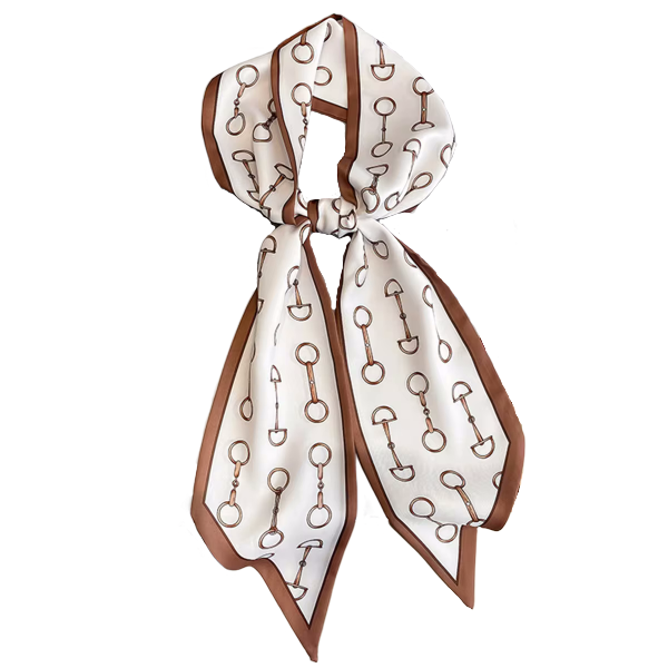 PENNY Horse Design Silk Look Satin Skinny Scarf - 145 X 13 cms