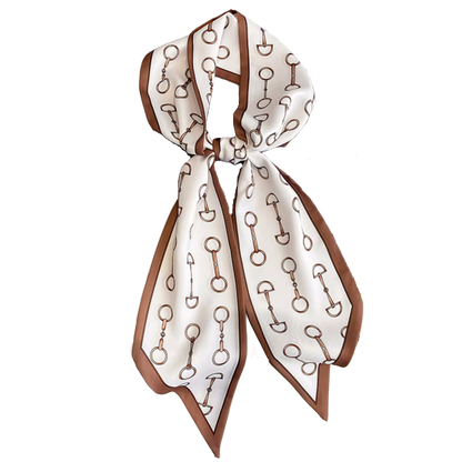 PENNY Horse Design Silk Look Satin Skinny Scarf - 145 X 13 cms