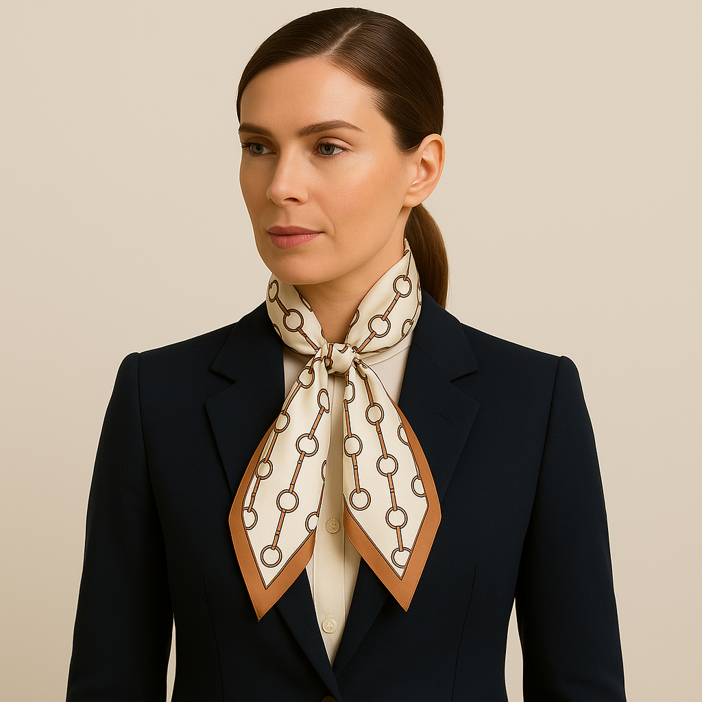 PENNY Horse Design Silk Look Satin Skinny Scarf - 145 X 13 cms