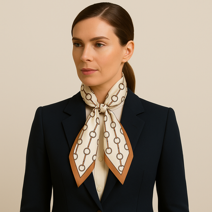 PENNY Horse Design Silk Look Satin Skinny Scarf - 145 X 13 cms