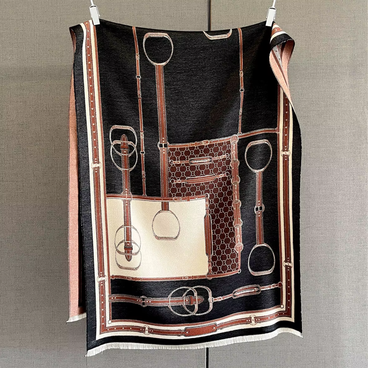 PERRON Horse design, Cashmere Blend Pashmina/Shawl - 180 x 65 cms