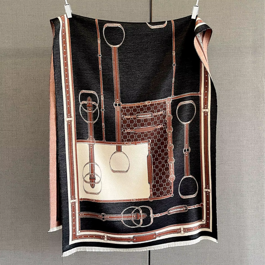 PERRON Horse design, Cashmere Blend Pashmina/Shawl - 180 x 65 cms