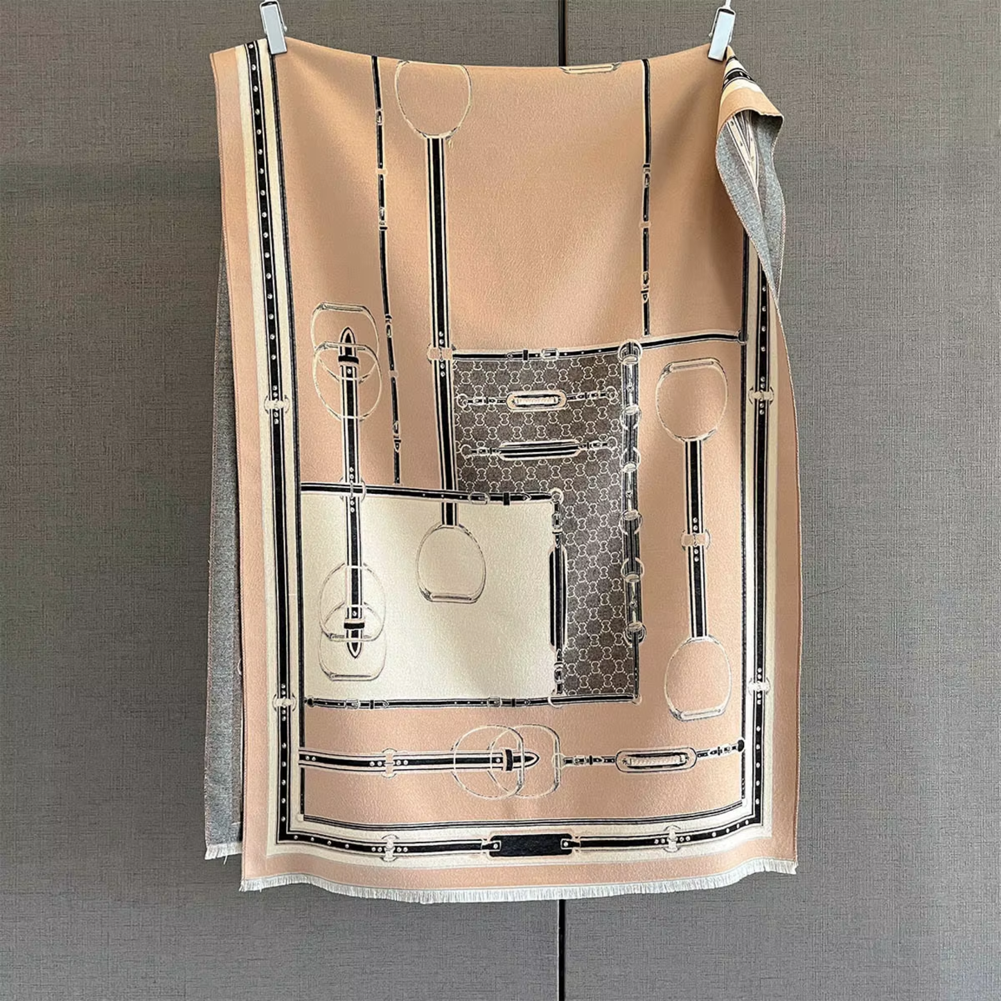 PERRON Horse design, Cashmere Blend Pashmina/Shawl - 180 x 65 cms