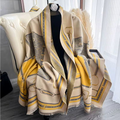 PERRON Equestrian Pashmina Scarf | Horse Design Shawl 180 × 65 cm