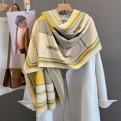 PERRON Equestrian Pashmina Scarf | Horse Design Shawl 180 × 65 cm