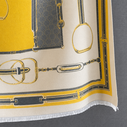 PERRON Equestrian Pashmina Scarf | Horse Design Shawl 180 × 65 cm