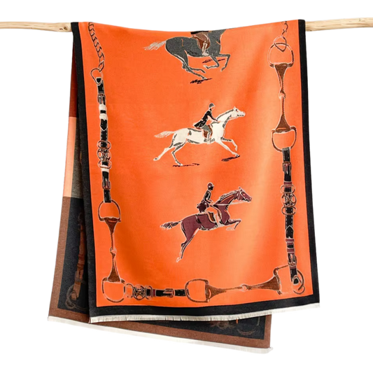 POPPY Horse Design, Cashmere Blend Pashmina/Shawl - 180 x 65 cms