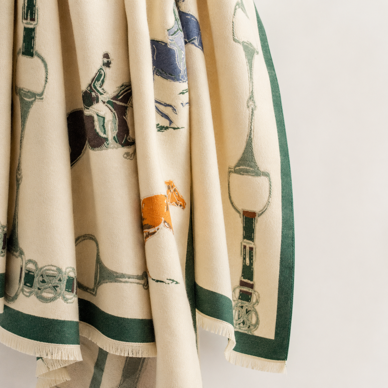POPPY Equestrian Pashmina Scarf | Horse Design Shawl 180 × 65 cm