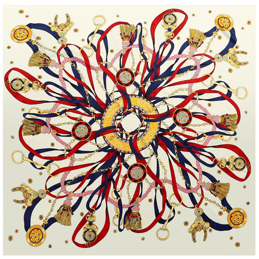 PORTOFINO Horse Design, Made-Made Silk Twill Scarf - 130 x 130 cms