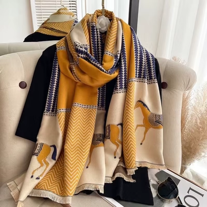 QUINN Horse Design Cashmere Blend Pashmina/Shawl - 180 x 65 cms
