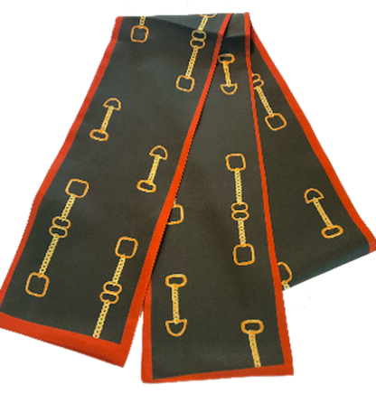 RENAE Horse Design, Satin Skinny Scarf - 148 X 12 cms