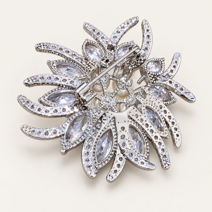 ROSALIE Zircon & Pearl Cluster Floral Brooch