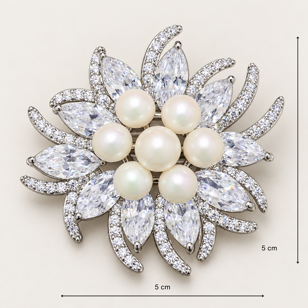 ROSALIE Zircon & Pearl Cluster Floral Brooch