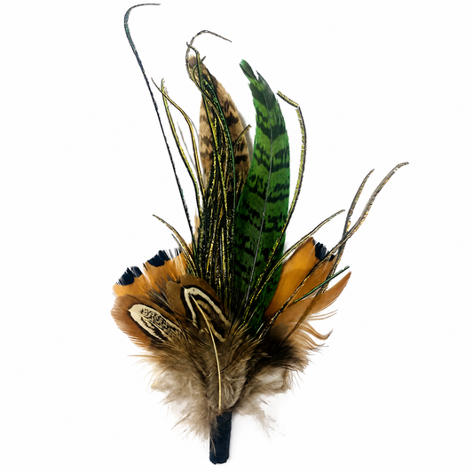 RYE Natural Feather Hat Plume with Brooch Pin