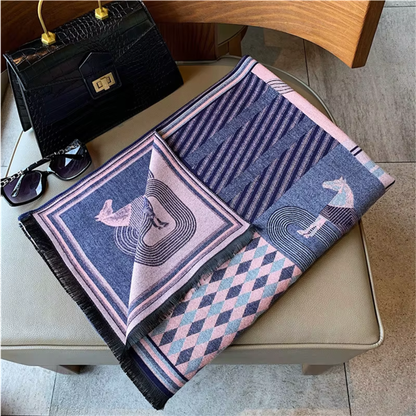 SEVILLE Horse Design Cashmere Blend Pashmina/Shawl - 180 x 65 cms